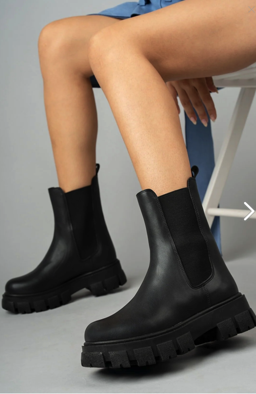 meyra's shoes Black Suede Elastic Thick Sole Boots 405-ELDORADO-TIREDrunning out