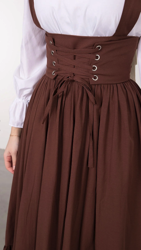 Lamia Giyim Hijab Salopet Dress Brown 1118-B