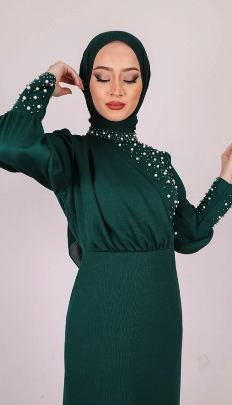 GÖKÇE CLOTHİNG Pearl Detailed Special Occasion Dress gkceincelbs-6
