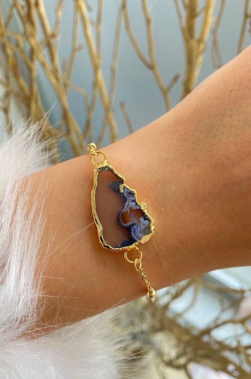 Jenny Daphne Women's Special Design Natural Stone Cut Bracelet Colors Different Each Time FYI womenjenny