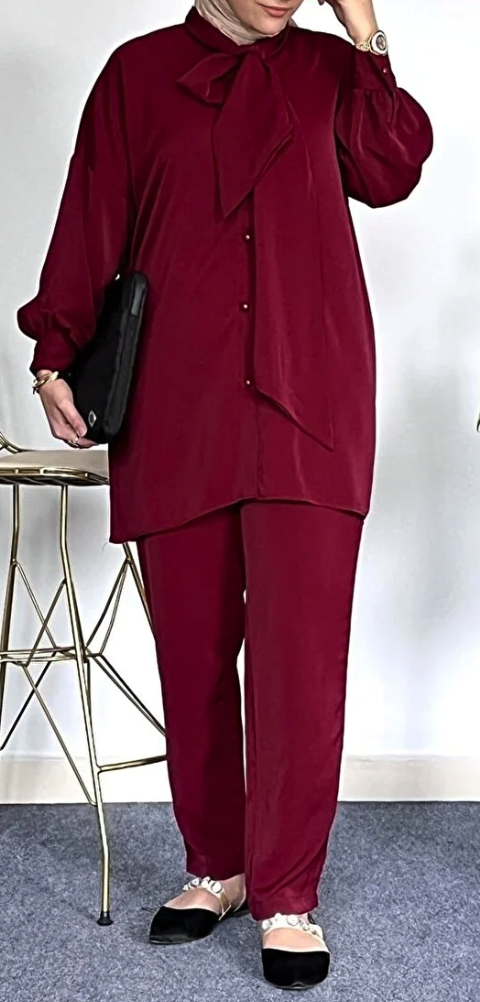 ASEL FASHION Bow Shirt Suit Rosekurusu Aselfiyonk