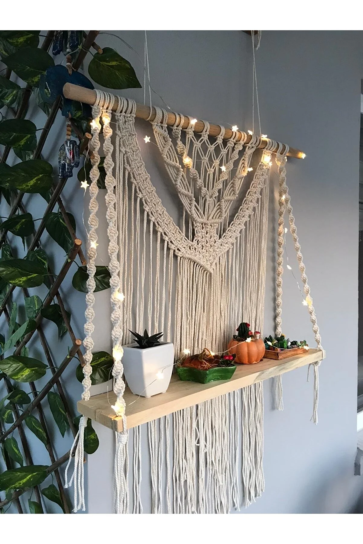 Cleopatra Decoration Handmade Macrame Shelf Wall Hanging home decor 70cm