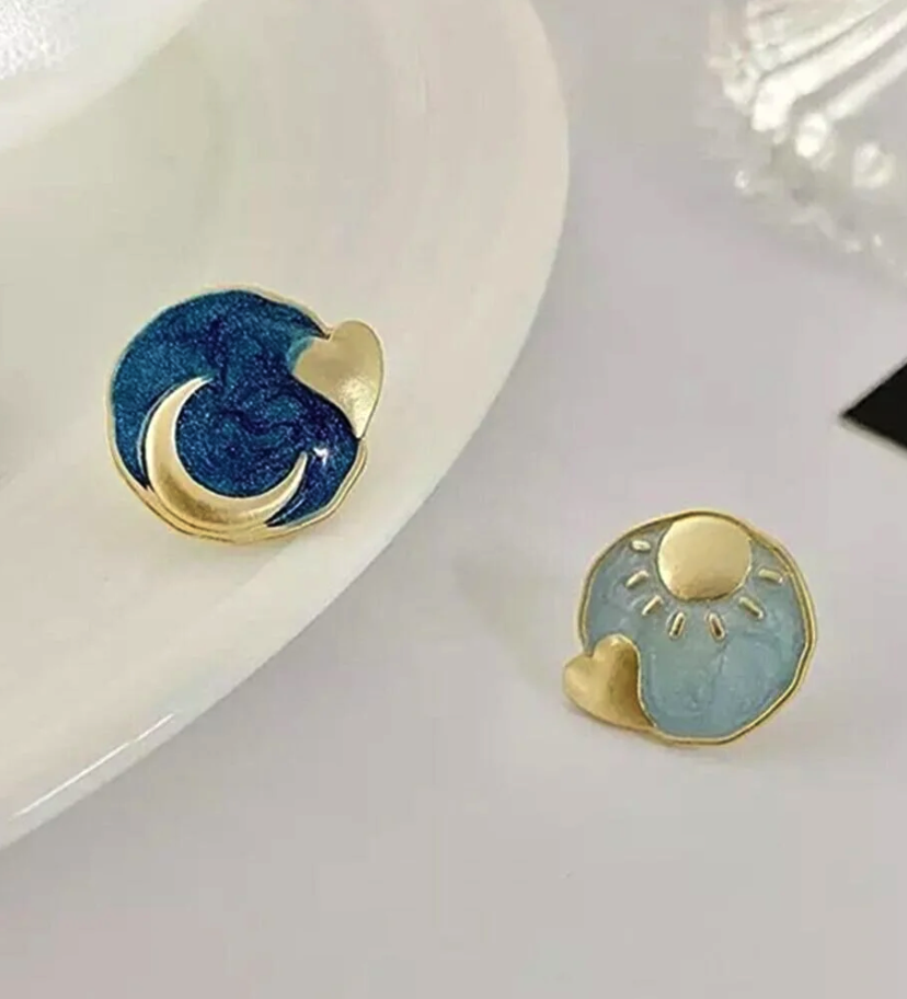 Day and Night Moon Sun Heart Fun Earrings