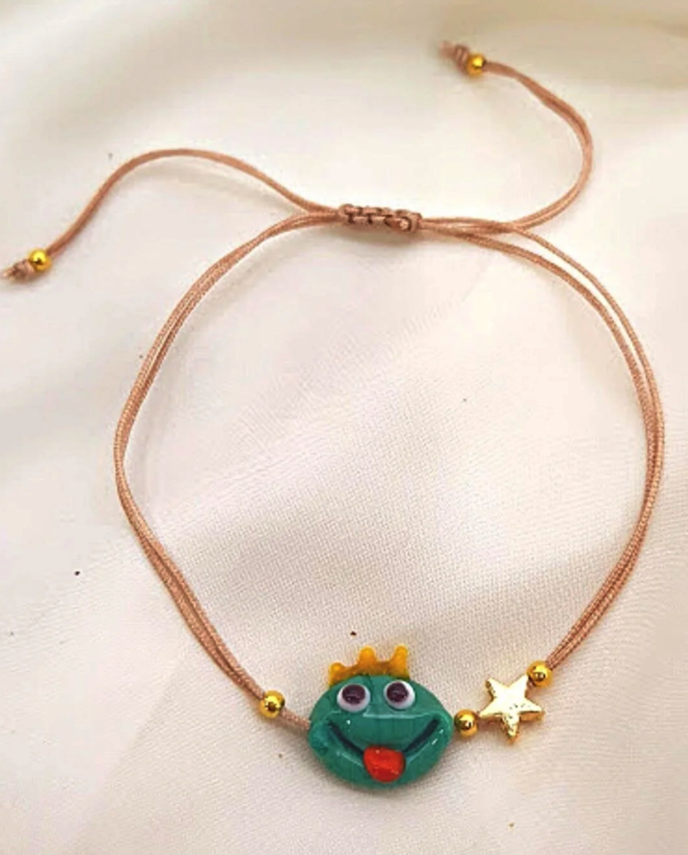 PETEK ACCESSORIES Frog Handmade Glass Murano Anklet Bracelet