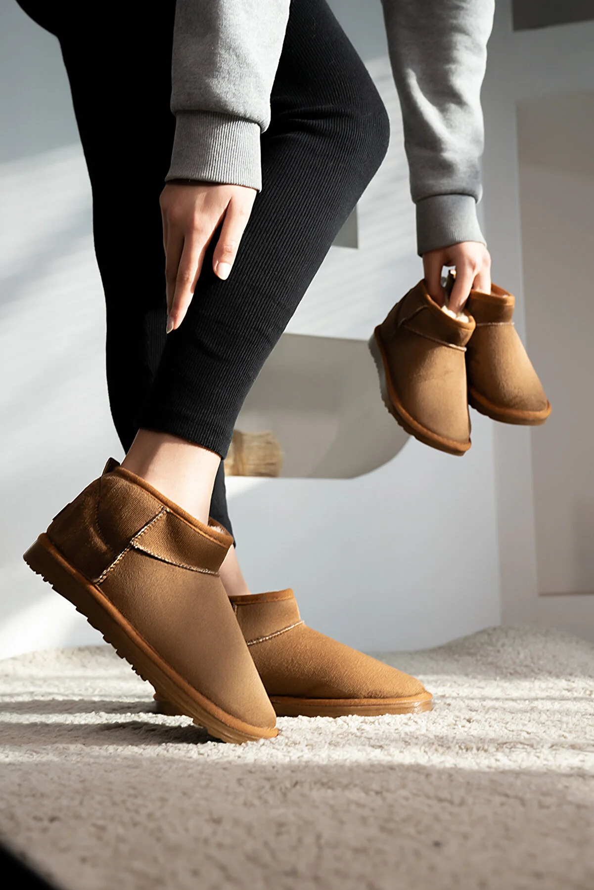 Bartrobel Women/Girls Ultra Mini Ugg Style Suede Ankle Boot with Furry Lining and Flat Sole 97ULMN