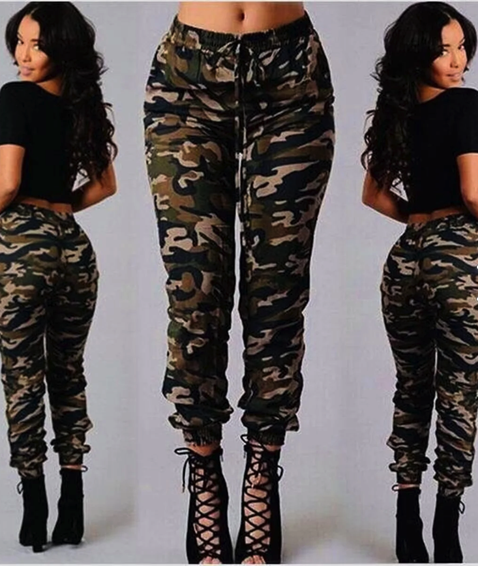 Modayakamoz Women Camouflage Pattern Waist Elastic Atlas Trousers J-dc2b81e16d08f297fb39