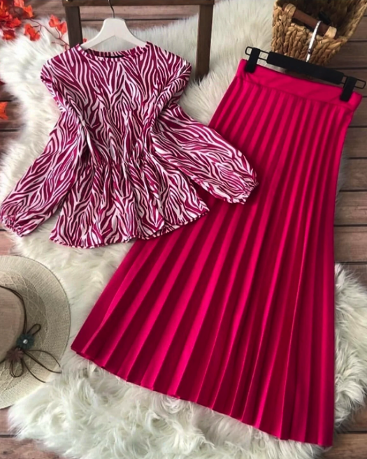 modasindoma Women Hijab Pleat Skirt Zebra Suit Snm-99xar