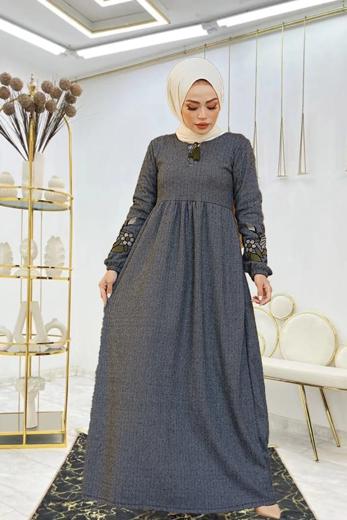 Embroidered Winter long Dress TS0150