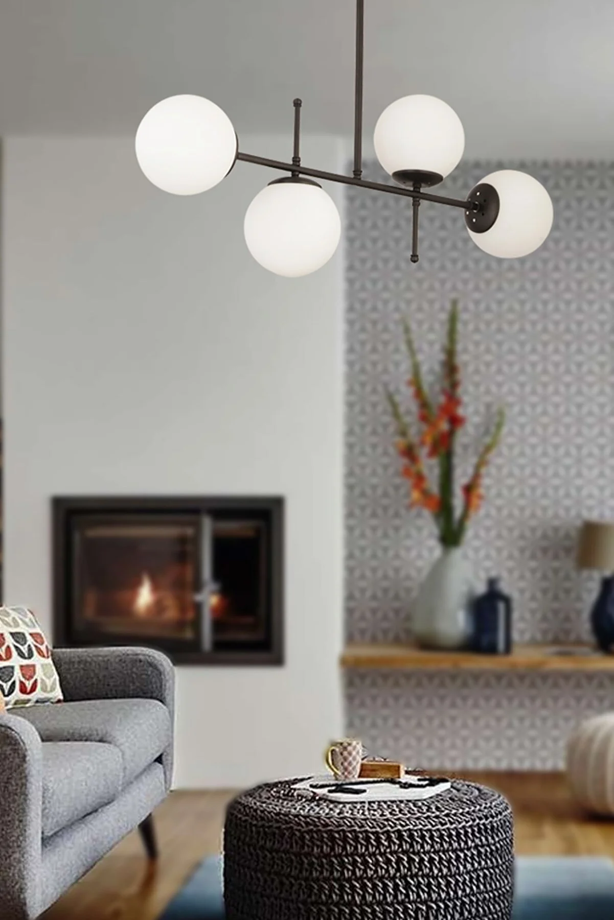 Apliqa Günay 4-Light Black Modern Kitchen Dining Table Overhead Bedroom Living Room Chandelier