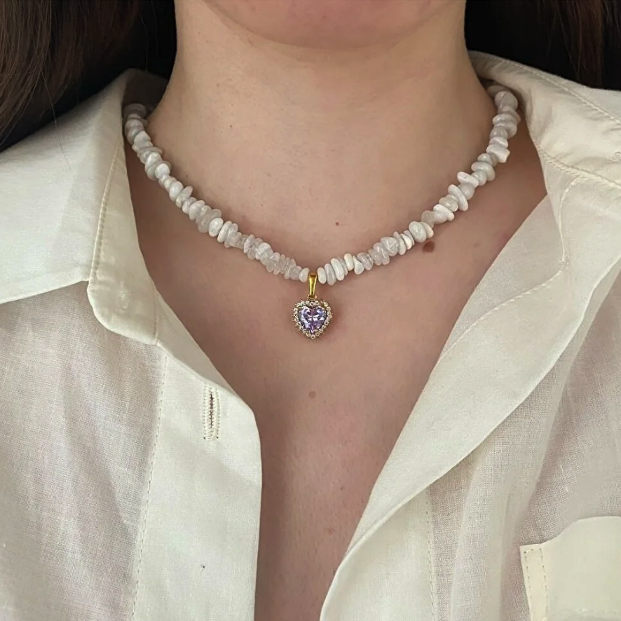 SOVEY Moonstone Natural Stone Pendant Necklace