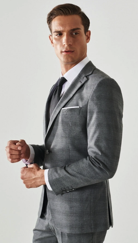 Altınyıldız Classics Men's Gray Extra Slim Fit Slim Fit Monocollar Checked Suit 4A3022200071