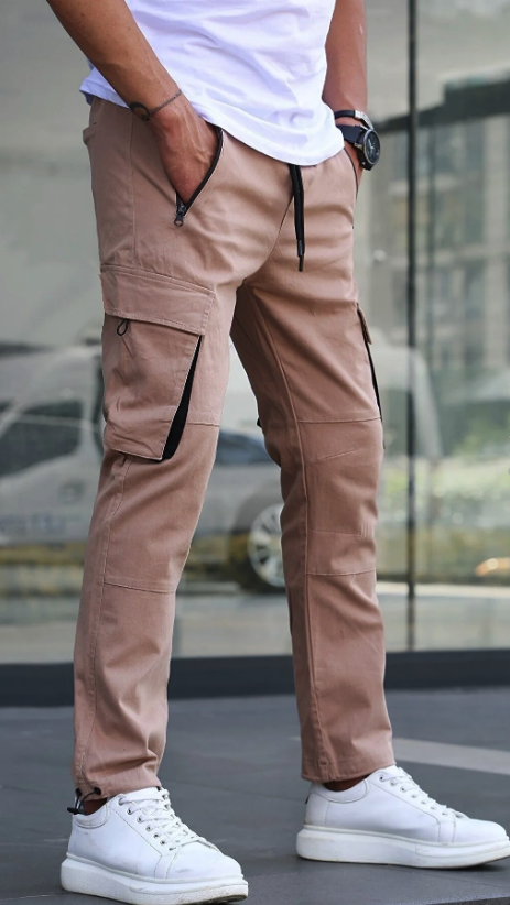 Madmext Khaki Cargo Pocket Jogger Pants 5791