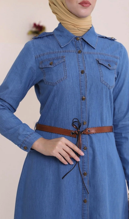 Modamorfo Button Down Belted Jeans Dress TY192-6058-R31
