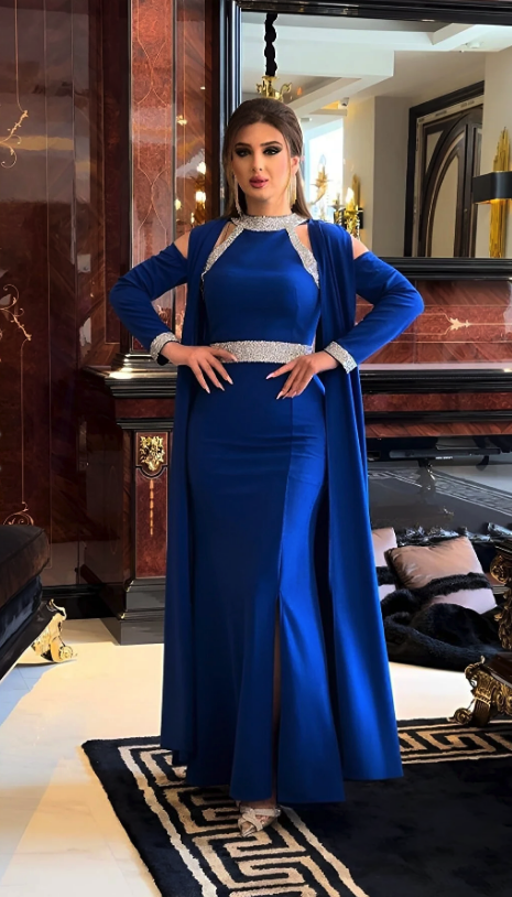 Gold Dresses Cape Evening Dress TYC00812829820