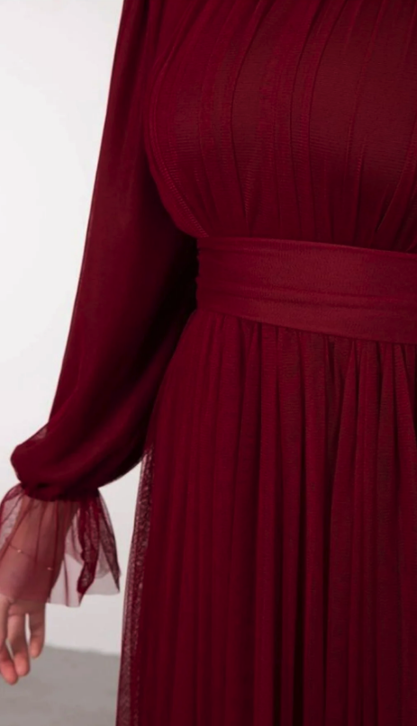 Modarana Full Length Tulle Coat Frilly Islamic Clothing Evening Dress tulll