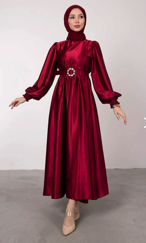 Modarana Vintage Belt Detailed Satin Islamic Clothing Evening Dress Modarana Vintage Belt Detailed Satin Islamic Clothing Evening Dress Modarana Vintage Belt Detailed Satin Islamic Clothing Evening Dr