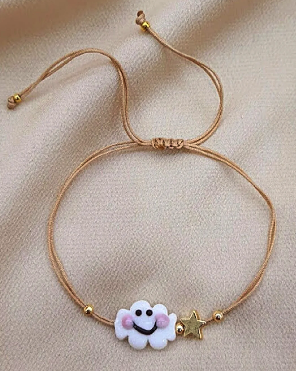 PETEK ACCESSORIES Cloud Smile Handmade Glass Murano Anklet Bracelet