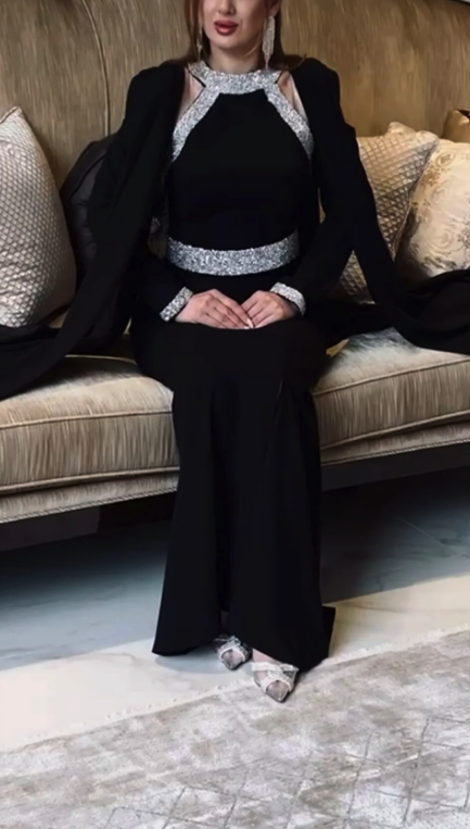 Gold Dresses Cape Evening Dress 2079