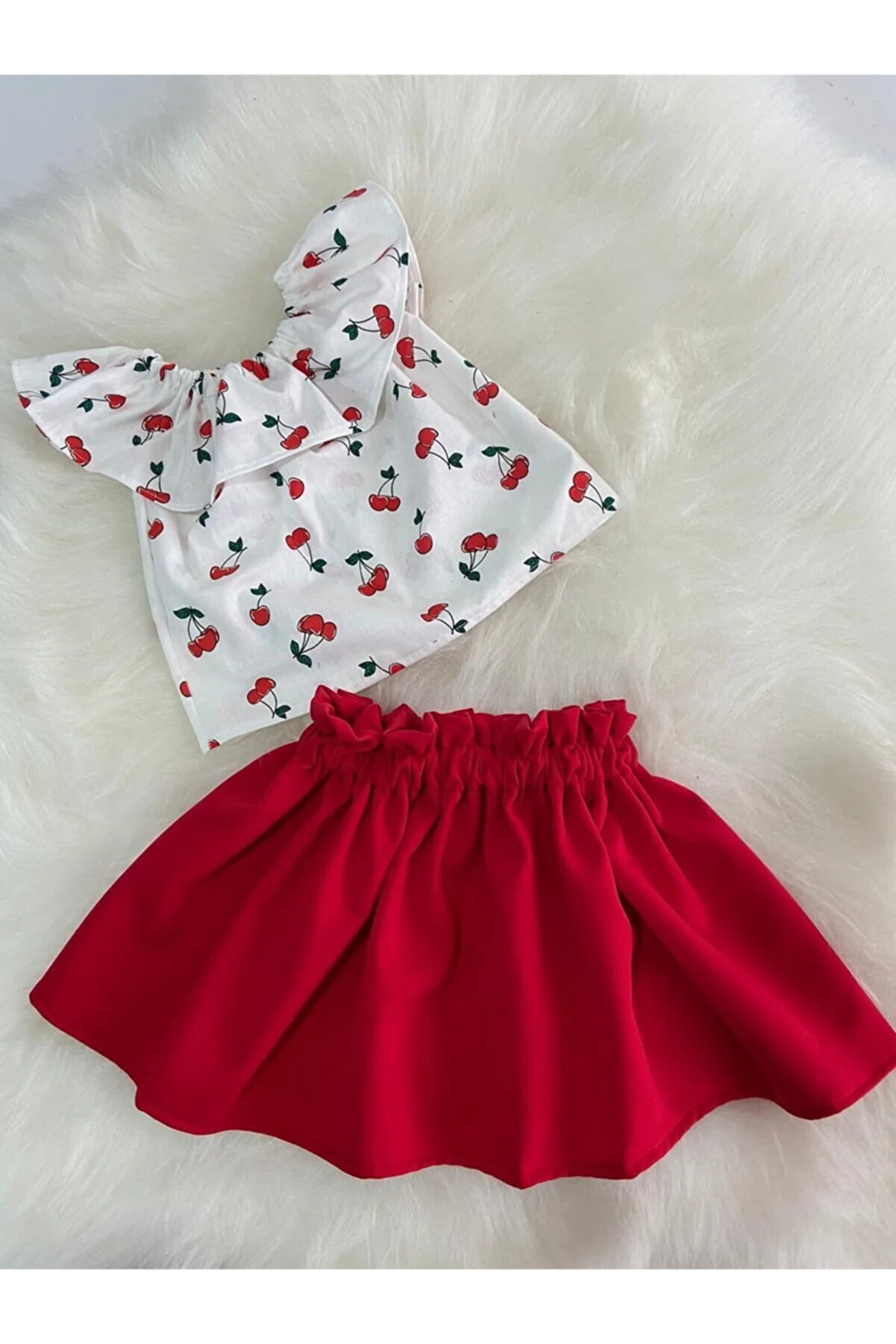 Stylish Cherry Pattern Skirt and Blouse Set by Moda Lina