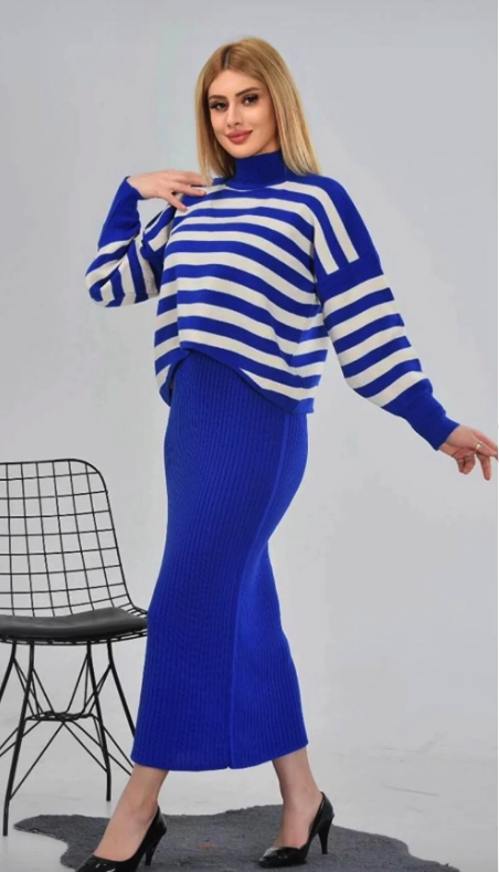 DAMGA Collection Women's Knitwear Suit, Turtleneck Sweater and Dress