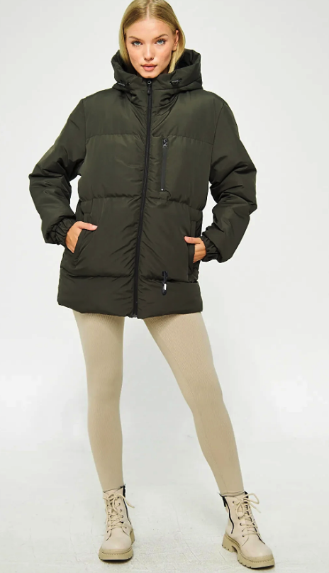 River Club Women's Navy Blue Fiber Hooded Water and Windproof Inflatable Winter Coat BDM-400