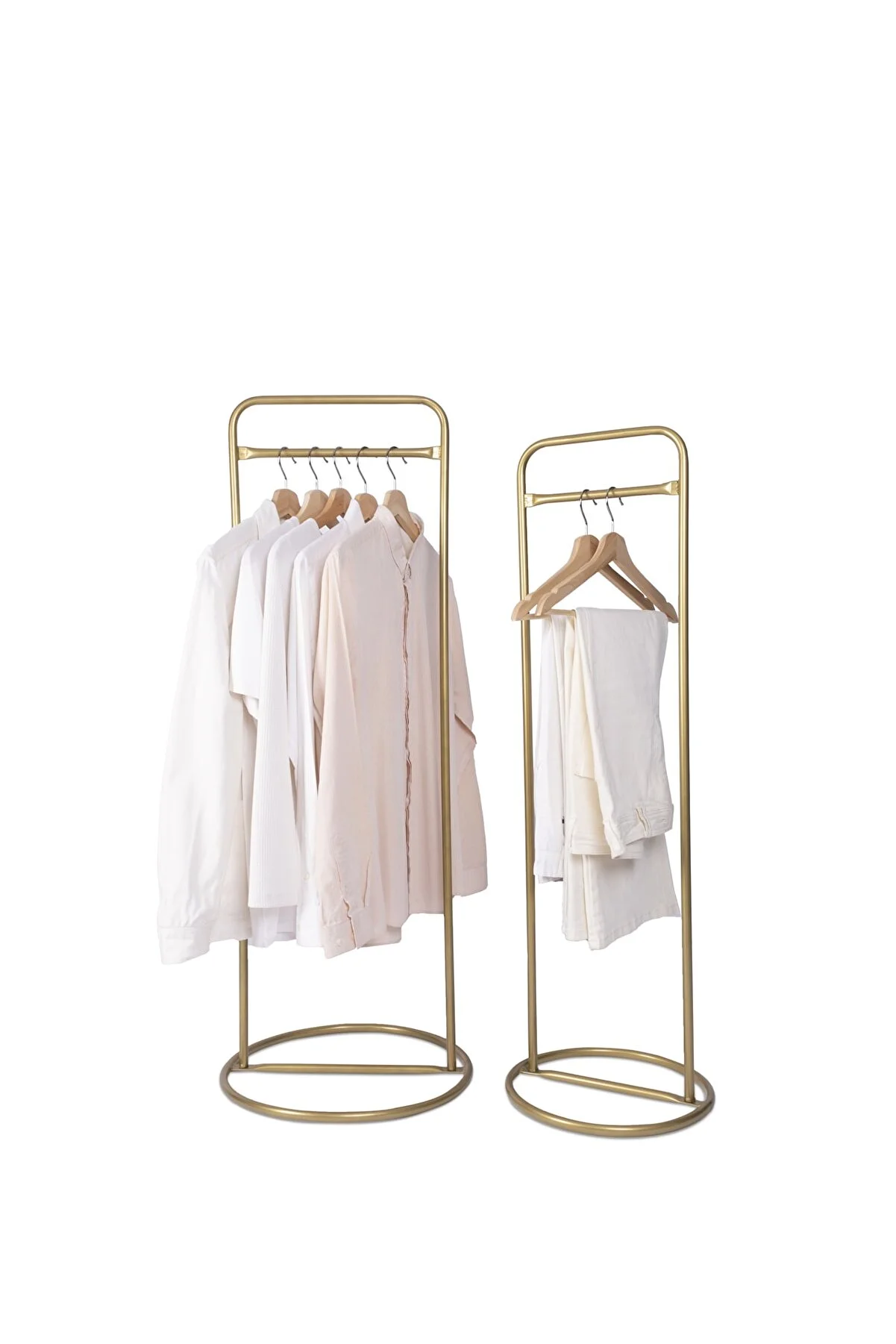 VegaDekor Twin Metal Clothing Rack: Elegant Gold Standalone Garment Organizer