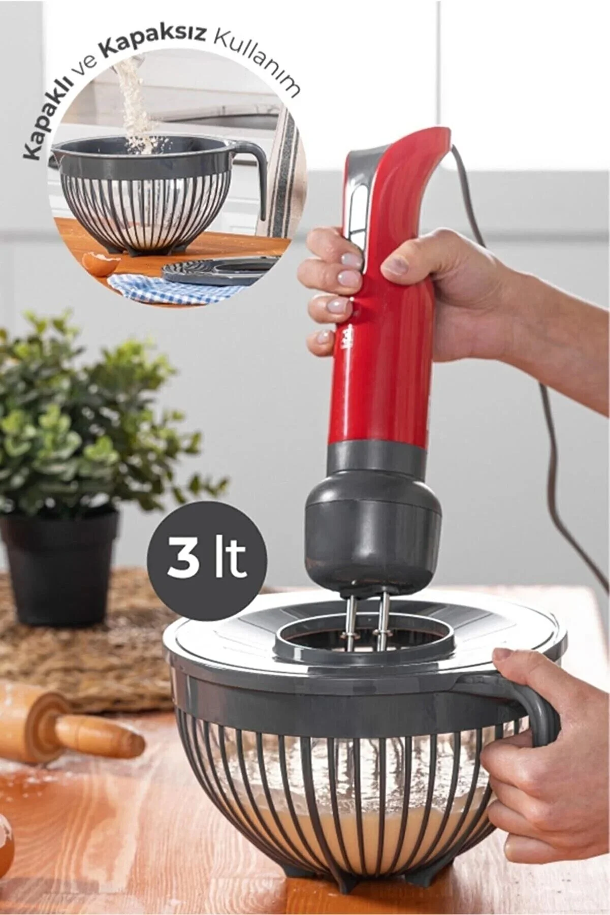 Stile Cucina Linea 3-Litre Black Covered Mixer Bowl