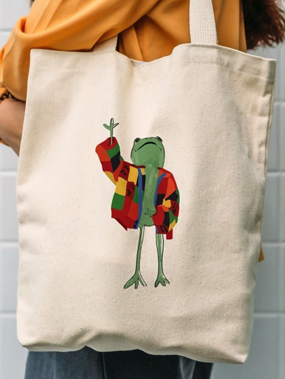 Çınar Tote Bag Canvas Jacket Frog Tote Bag