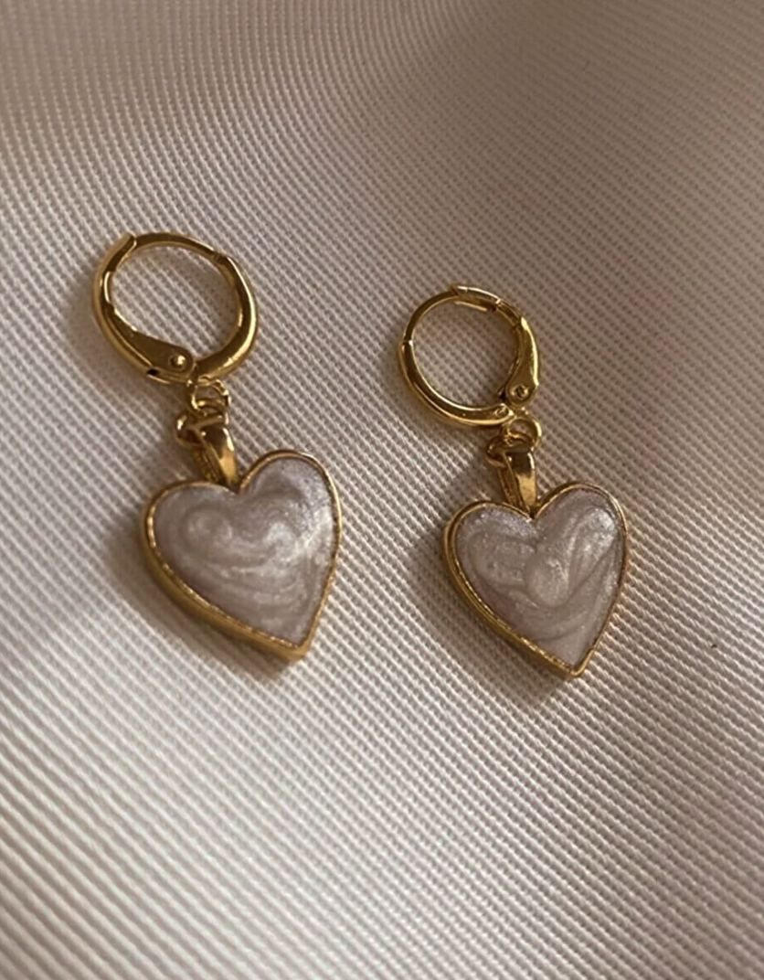 MERCOS - White Pearl Heart Earring
