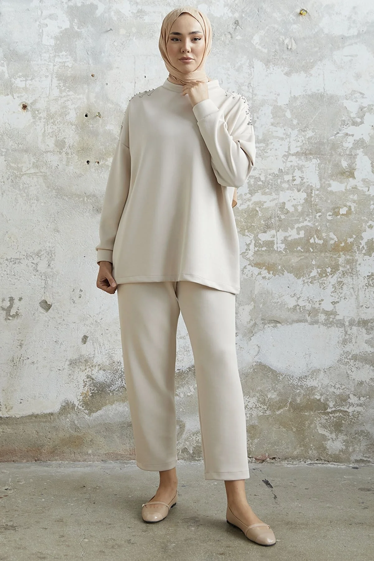 InStyle Roselia Pearl-Shoulder Scuba Suit Tunic - MS00IN61002 - Elegant Scuba Fabric