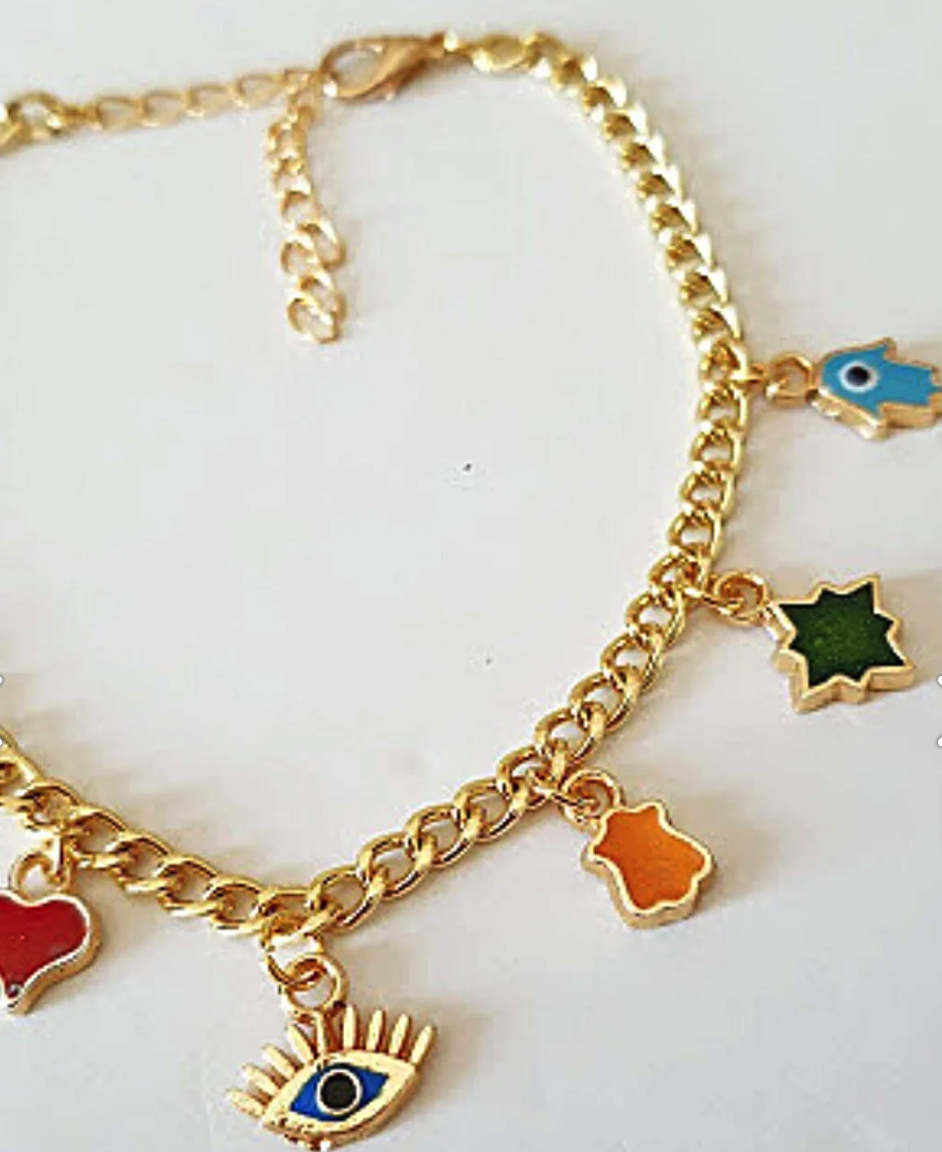 PETEK ACCESSORIES Women's Charm Chain Anklet Bracelet